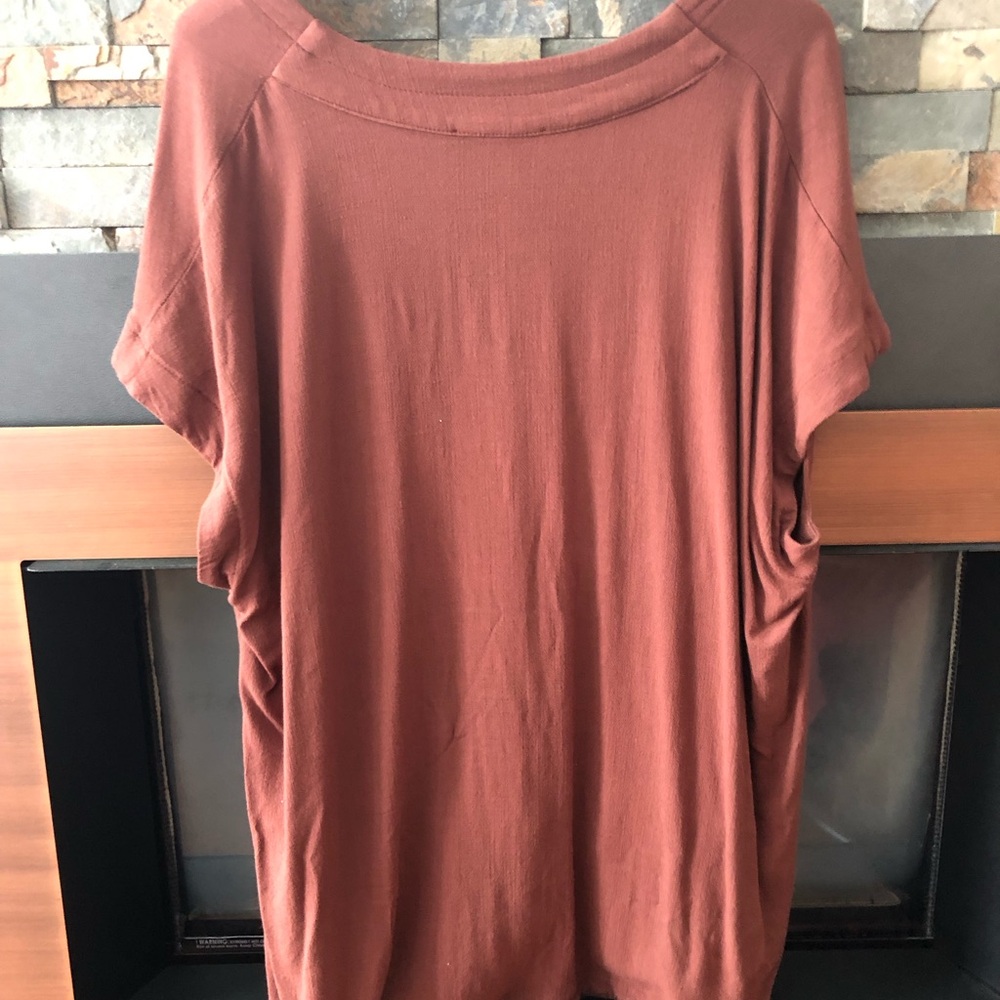 Joseph Ribkoff Rust V-Neck Short Sleeve Top - Picture 3 of 5